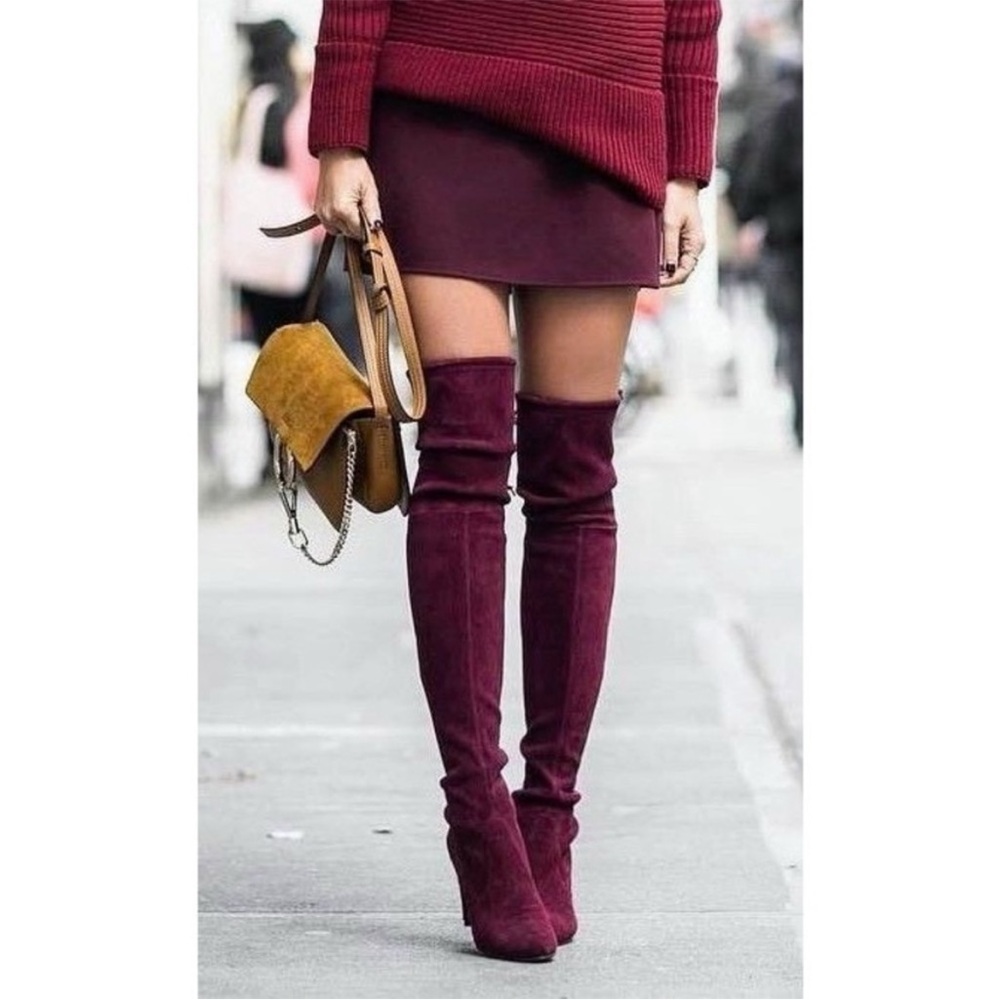 Stuart Weitzman Bordeaux Highland Suede Over-the-knee boots